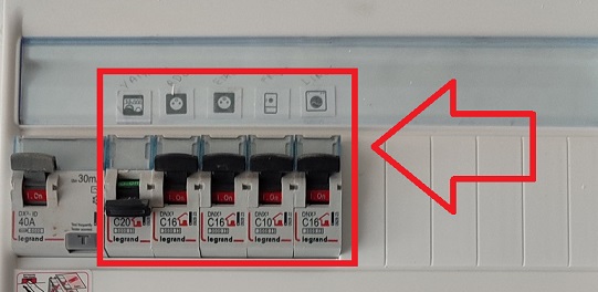 disjoncteurs divisionnaires dans un tableau électrique