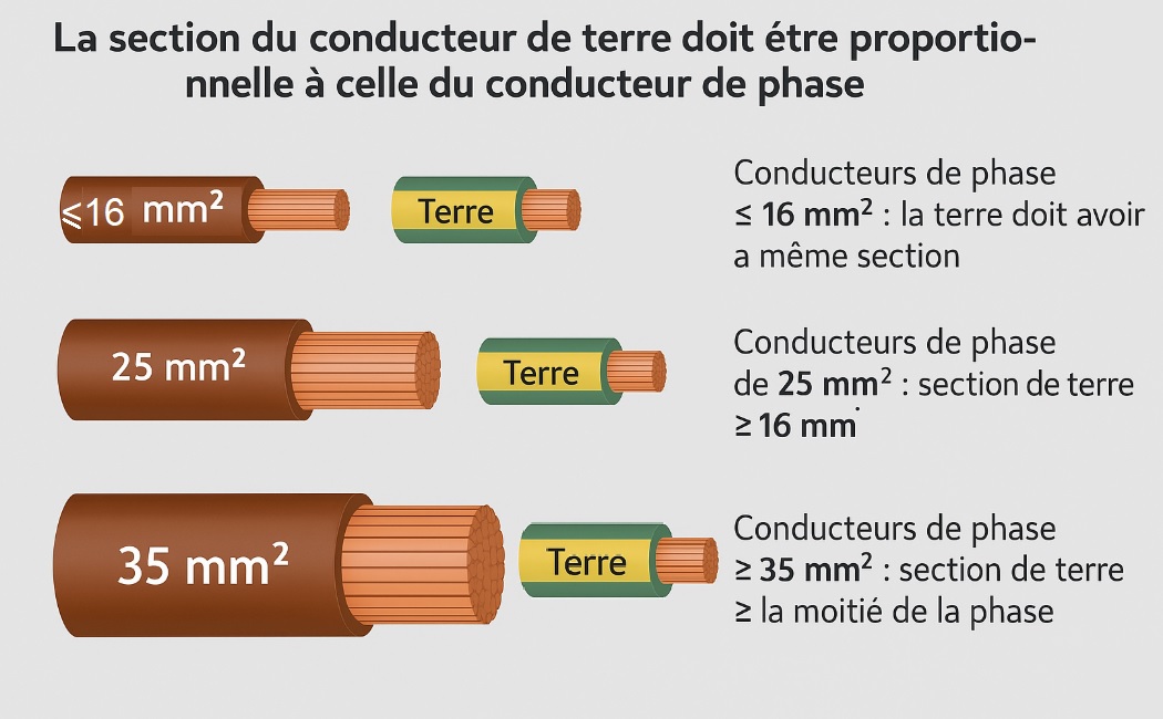 Câble de terre électrique dans une installation